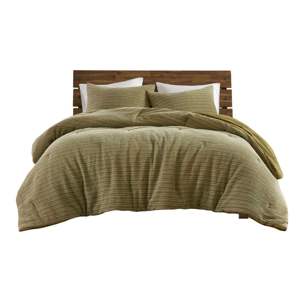 English Elm 3PCS Waffle Washed Comforter Set Full/Queen with Breathable 100% Cotton Face and Plush 270G Fill Green 23 L x 21 W x 12 H B035P341104