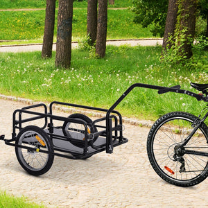 English Elm Aosom Steel Bike Cargo Trailer Foldable Flatbed Cart with 88 Lb Capacity Hitch W2225P200824