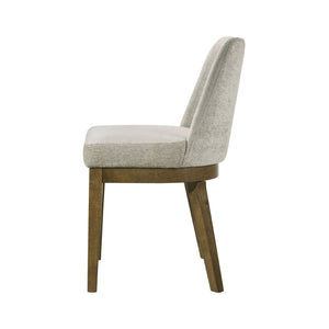 English Elm Set of 2 Tan Upholstered Dining Chairs with Rubberwood Tapered Legs Mid-century Style B016P445356