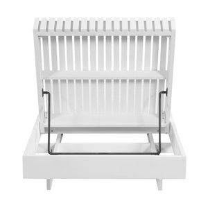 English Elm Modern Acacia Wood Outdoor Chaise Lounge Slatted Reclining Poolside Sun Chair Cream,White N770P281696W_N770P208317C