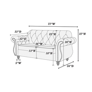 English Elm Black Velvet 2-Piece Sofa Set - Luxurious Upholstered Loveseat & Sofa With Crystal Tufting & Glam Style B011S01700
