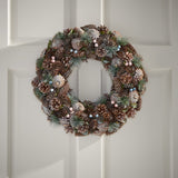 Christopher Knight Home® - Noble House - 18.5" Pine Cone and Glitter Unlit Artificial Christmas Wreath