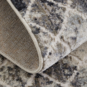 Feizy Rugs Kano Versatile Low Pile Area Rug – Distressed Geometric Design, Stain & Water Resistant For Any Space Ivory,Gray,Taupe Polypropylene,Polyester 8643873fsndivyf05