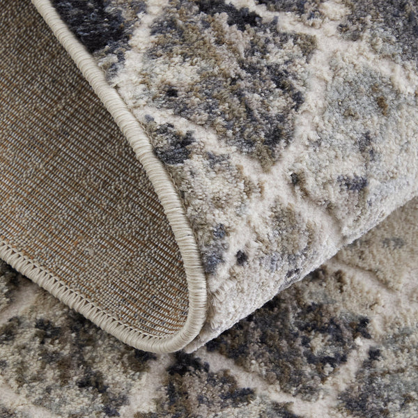 Feizy Rugs Kano Versatile Low Pile Area Rug – Distressed Geometric Design, Stain & Water Resistant For Any Space Ivory,Gray,Taupe Polypropylene,Polyester 8643873fsndivyf05