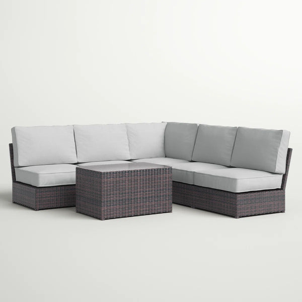 English Elm 4-Person Modular Outdoor Seating Group – Fully Assembled, Stylish Cushions For Ultimate Comfort B120S00112