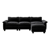 English Elm Living Room Furniture Luxury Sectional Sofa Couch With Ottoman Soft Velvet Upholstered Sofa Black