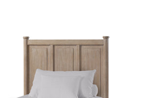 English Elm Mindi Twin Bed with Mindi Veneer Panel Headboard, Tapered Legs, Durable Solid Wood Frame, Calm Finish Sand 58 L x 47 W x 6 H B2699S00085