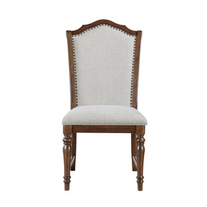 English Elm Formal Rexford Armchair Set of 2 with Gray Fabric Upholstery, Nailhead Trim and Solid Wood Frame, Elegant Dining Seats Cherry 45 L x 22.75 W x 15 H B011P239543