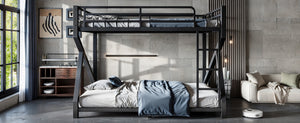 English Elm Twin Xl Over Queen Metal Bunk Bed Low Profile Steel Frame for Guest Rooms W5305S00034
