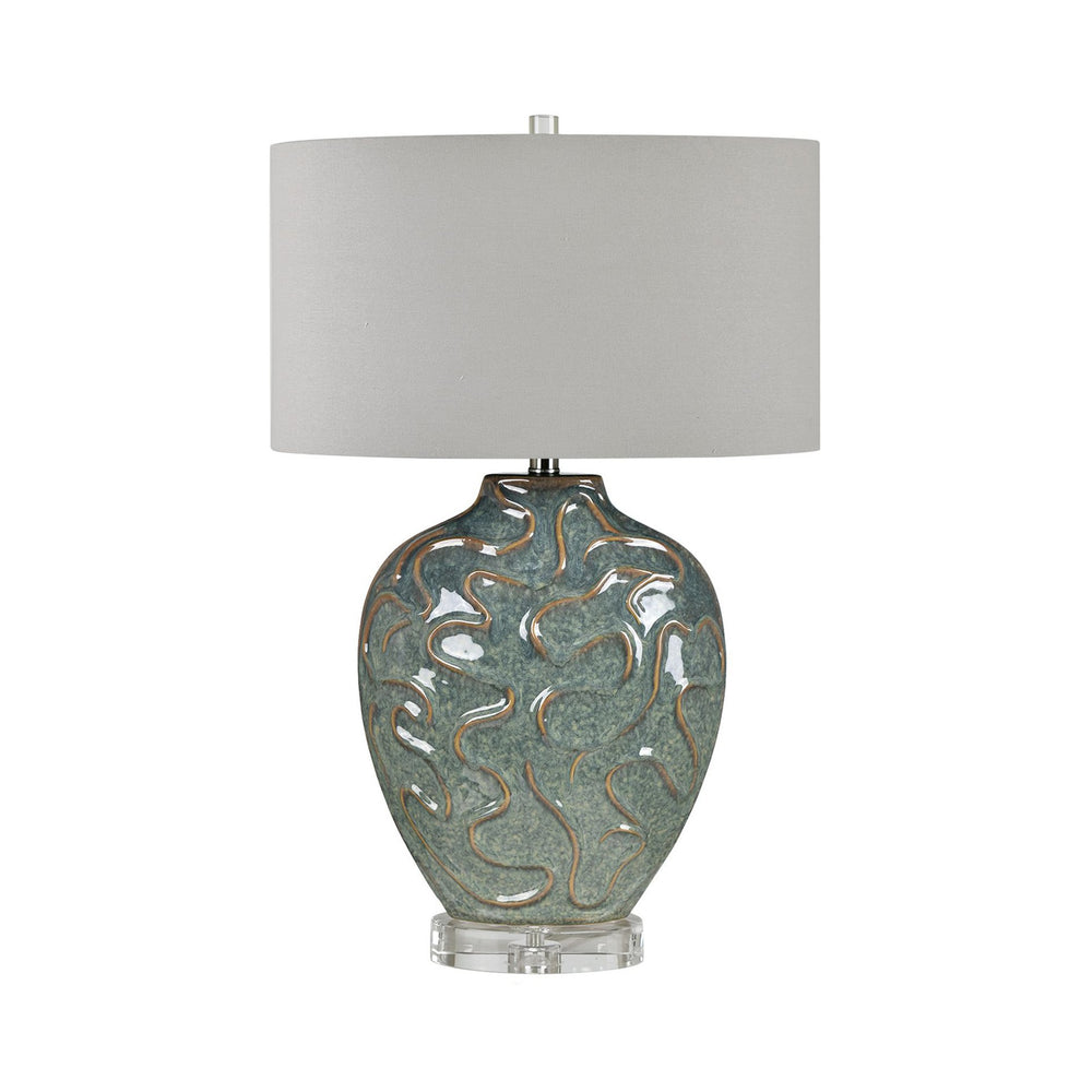 Crestview Collection 28.5"H Elegant Ceramic Table Lamp With Sculptural Design, Linen Shade & Adjustable Brightness Options   Cvap3139