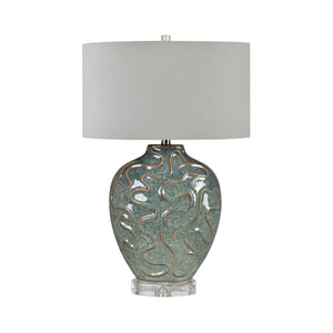 Crestview Collection 28.5"H Elegant Ceramic Table Lamp With Sculptural Design, Linen Shade & Adjustable Brightness Options   Cvap3139