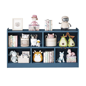 English Elm Wooden Five Cube Open Organizer Low Profile Montessori Bookshelf for Playroom or Nursery Turquoise T3210P476852