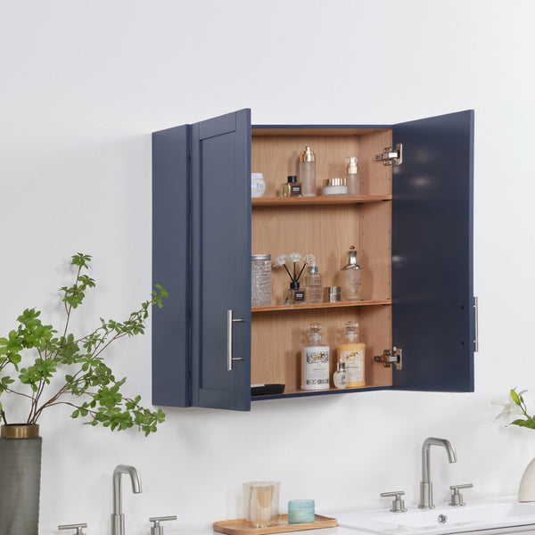 English Elm Wood Hanging Cabinet With Doors – Stylish Blue Storage Solution For Home Or Office Organization W914P292875-GIGA