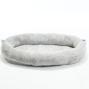 English Elm Human Giant Memory Foam Pet Bed for Adults — Plush Ergonomic Sofa with Storage Pockets & Handle Light Gray W2705P255385