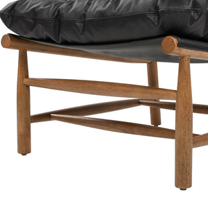 English Elm Jennifer Taylor Home - Oxford Mid-Century Accent Chair 26.5" Noir Black Leather Sling Seat, Top-Grain Cushion, Sturdy Frame B2719P290775