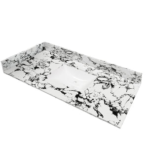English Elm 22-inch Panda White Side Splash for Vanity Tops — Engineered Sintered Stone, Durable, Easy-Clean W509P362114