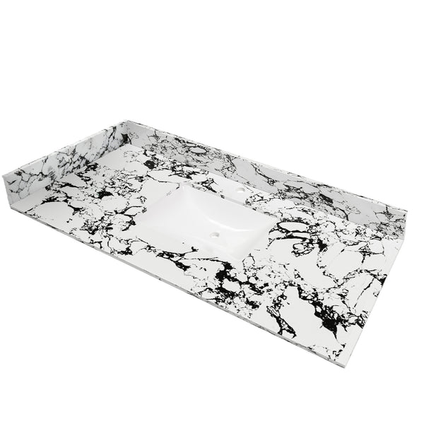 English Elm 22-inch Panda White Side Splash for Vanity Tops — Engineered Sintered Stone, Durable, Easy-Clean W509P362114