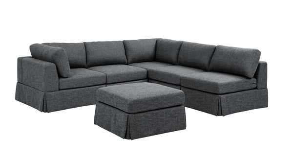 English Elm 6-Piece Upholstered Sectional Sofa - Reversible Modular Design, Family-Friendly Comfort & Style B343S00016