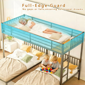 English Elm Triple Triple Bunk Bed for Kids - Metal 3-Twin Convertible Set, Detachable, Durable, Space-Saving Design W3752S00001