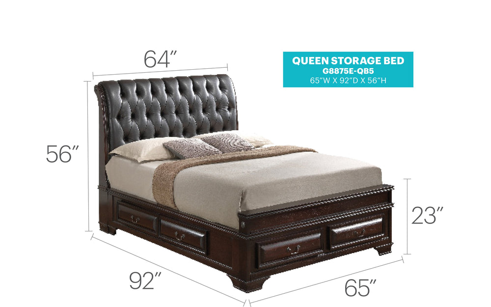 English Elm Lavita Queen Storage Bed In Cappuccino Finish - Elegant Sleigh Design With Faux Leather Headboard B078S00504