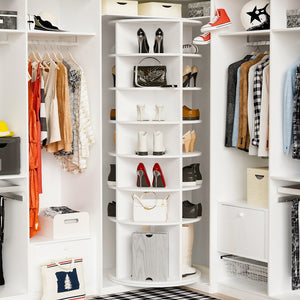 English Elm Rotating 7-Tier Spinning Shoe Rack Tower 360° Revolving Organizer, Space-Saving Sturdy White Holder W2699P222574