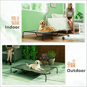 English Elm Large Elevated Dog Bed Powder Coated Steel Frame Teslin Mesh for Extra Big Breeds Black,Gray T3971P440346