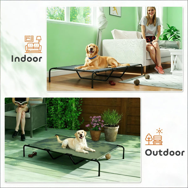 English Elm Large Elevated Dog Bed Powder Coated Steel Frame Teslin Mesh for Extra Big Breeds Black,Gray T3971P440346