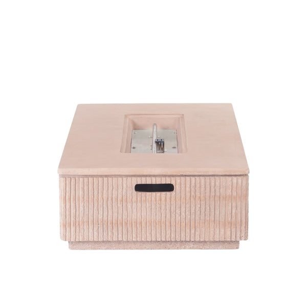 English Elm Outdoor Rectangular Mgo Concrete Fire Pit 50000 Btu Propane Patio Focal Point N772P409036T