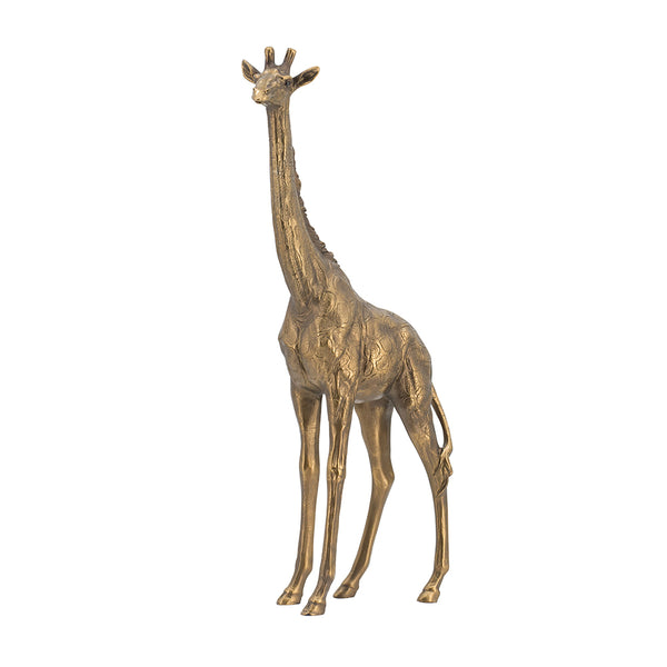 English Elm 8.3x2.8x15.9" Giraffe Statuette — Modern Copper Finish Animal Sculpture for Console, Shelf Accent Decor W2078P360883