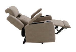 English Elm Lugo Camel Leather Power Recliner with Dual Motors and Built in Cup Holders B2726P469550