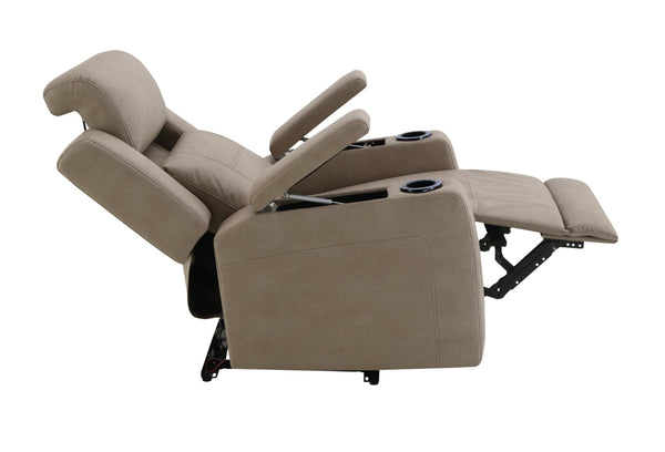 English Elm Lugo Camel Leather Power Recliner with Dual Motors and Built in Cup Holders B2726P469550