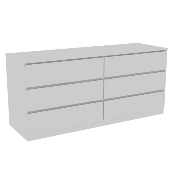 English Elm Seul Six Drawer Double Dresser Superior Top — 60.4" Wide Spacious Surface, Smooth All-Metal Rails, Sleek Design White 36 L x 24 W x 6 H B128S00116