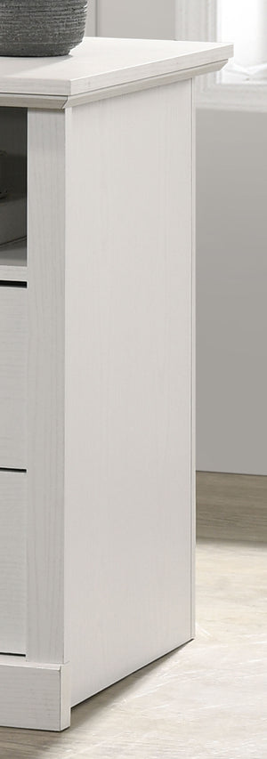 English Elm Elara 2-Drawer Nightstand with USB-A & USB-C Charging, Open Shelf, Modern Metal Pulls, Durable Design White B061P360306