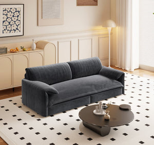 English Elm 66" Queen Sleeper Loveseat Velvet Convertible Sofa with Built-in Side Storage for Living Room Grey W1885S00324