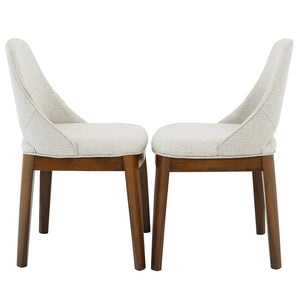 English Elm Ashcroft Furniture - Weston Solid Wood Dining Chairs Set of 2 in Beige Linen — Transitional Full-Back Comfort, Durable Upholstery (2) B183P281179