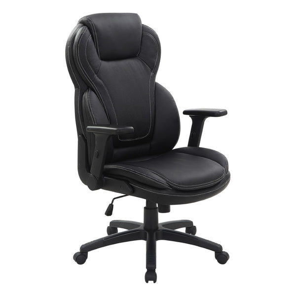 OSP Home Furnishings Exec High Back Bonded Leather Office Chair with Lumbar Support and Flip Arm Rests EC91150-EC3