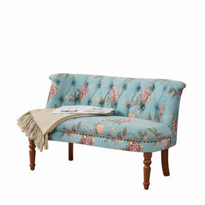 English Elm Sofa Accent Chair Button Tufted Floral Upholstery Botanical Print Vintage Bedroom Seat W3373P453376