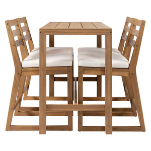 English Elm Trexm Solid Acacia Outdoor Bar Set Five Piece Rustic Slatted Counter Height Patio Light Teak TM000029AAD