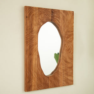 English Elm 20'' Timeline Mirror Rustic Rosewood Wall Mirror with Irregular Edge, Antique Grain, D-Ring Mounting, Versatile Decor W2615P346482