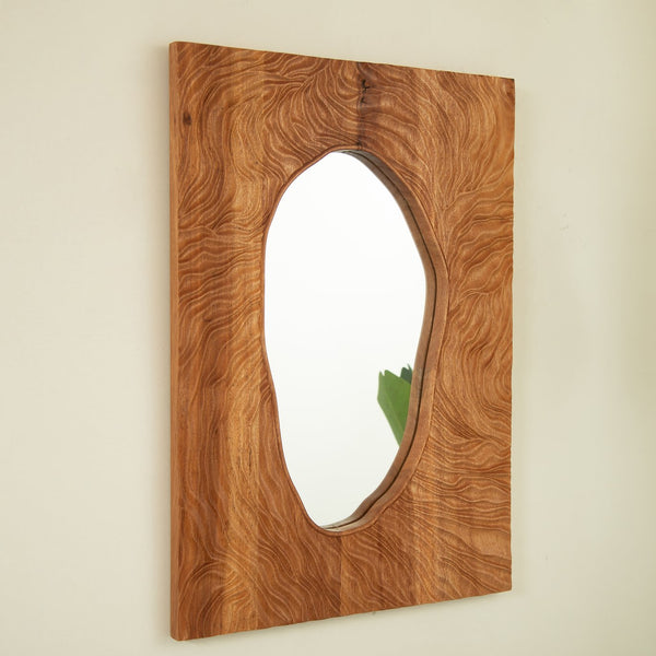 English Elm 20'' Timeline Mirror Rustic Rosewood Wall Mirror with Irregular Edge, Antique Grain, D-Ring Mounting, Versatile Decor W2615P346482