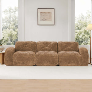 English Elm 110''boneless Velvet Modular Sectional Sofa Tufted Cloud Cushions for Living Rooms W714S01597