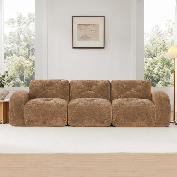 English Elm 110''boneless Velvet Modular Sectional Sofa Tufted Cloud Cushions for Living Rooms W714S01597