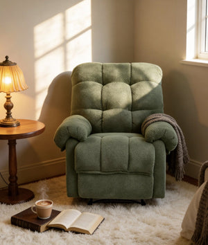 English Elm Camel Overstuffed Manual Recliner with High Density Padding for Modern Living Rooms Army Green W5568P449824