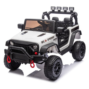 English Elm 24v Kids Electric Ride on Car with Parental Remote Dual Motors and Four Wheel Suspension White W1578P208323