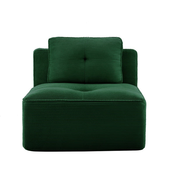 English Elm Armless Modular Sofa Seat Corduroy Upholstered Deep Cushion Living Room Lounge Chair Green W714P364691