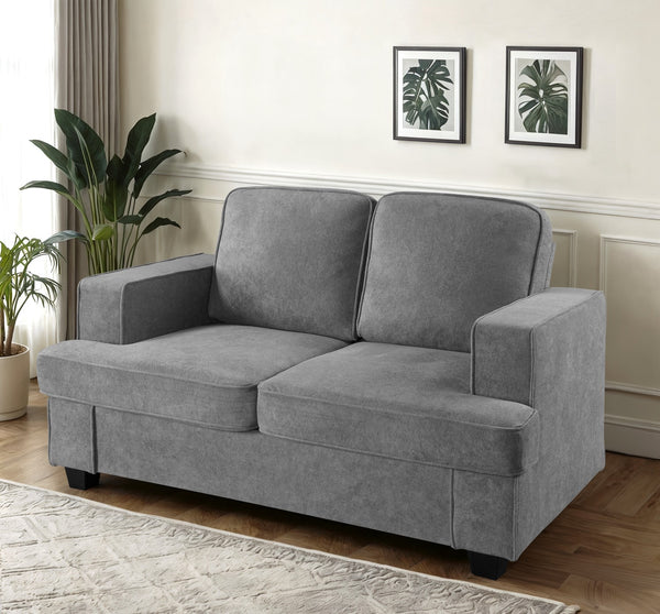 English Elm Modern Velvet Loveseat with Deep Seating and High-Density Foam, Loose Back Cushions, Wide Arms, Stylish Living Sofa for Home 93 Grey B2735P292321