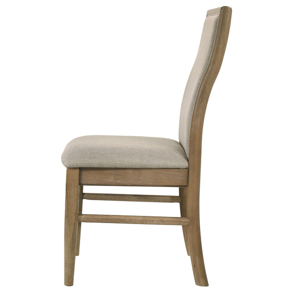 English Elm Dreydon Barley Upholstered Dining Side Chair Set of 2 — Distressed Light Brown Rubberwood Frame, Cozy Barley Fabric Back Support B062P374084