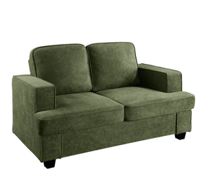 English Elm Modern Velvet Loveseat with Deep Seating and High-Density Foam, Loose Back Cushions, Wide Arms, Stylish Living Sofa for Home 93 Green B2735P292320