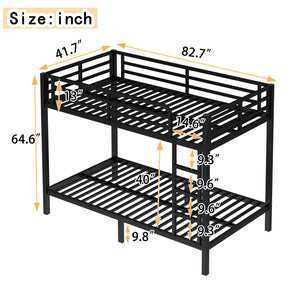 English Elm Metal Twin Xl Over Twin Xl Bunk Bed – Durable, Space-Saving Design For Teens & Adults, Black Finish W1580P309628