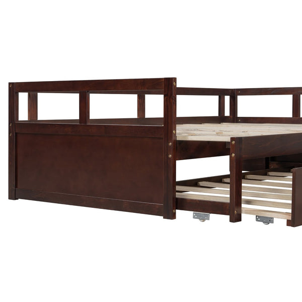 English Elm Extending Twin Daybed with Pull Out Trundle Solid Pine Wood Frame Guest Room N708P336535P
